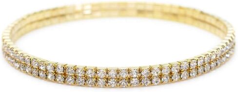 Shuning Sexy Anklets for Women Crystal Rhinestone Stretch Tennis Ankle Elastic Bracelet (2Pcs Gold) in Kuwait