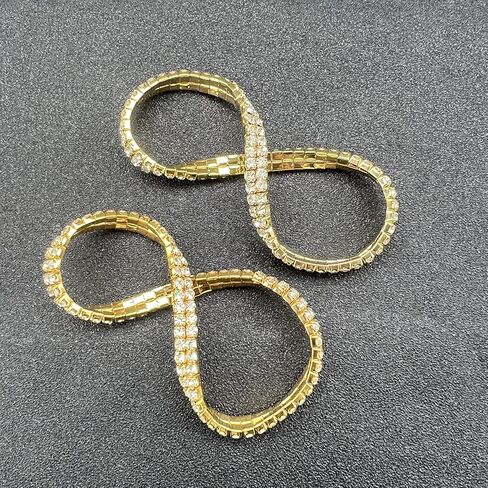 Shuning Sexy Anklets for Women Crystal Rhinestone Stretch Tennis Ankle Elastic Bracelet (2Pcs Gold) in Kuwait