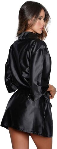 Besame Babydoll Women Sexy Lingerie Shiny Satin Lace Sleepwear Set in Kuwait