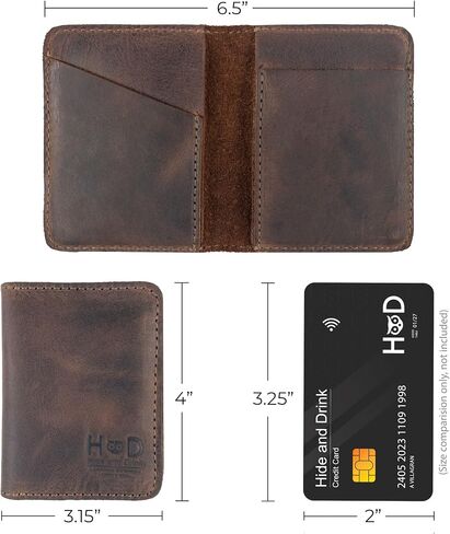 Hide & Drink, Bifold Wallet Handmade from Full Grain Leather - Bourbon Brown in Saudi Arabia