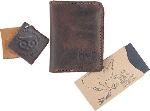 Hide & Drink, Bifold Wallet Handmade from Full Grain Leather - Bourbon Brown in Saudi Arabia