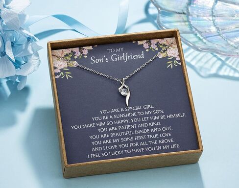 OFGOT7 Gifts for Son's Girlfriend from Mom, Sterling Silver CZ Necklace, Gifts to My Sons Girlfriend/Daughter in Law on Birthday, Valentine's Day, Christmas in Kuwait