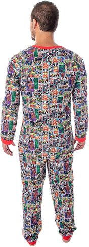 Marvel Unisex Men's Women's Adult Allover Comic Characters Grid Print One Piece Pajama Union Suit in Saudi Arabia