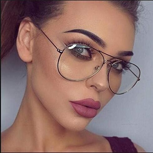 نظارات دولجر افياتور بعدسات شفافة بإطار معدني بدون وصفة طبية للنساء والرجال (3025 ذهبي) in Kuwait