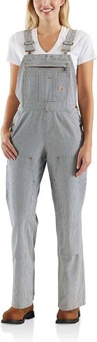 Carhartt womens Relaxed Fit Denim Railroad Stripe Bib Overall in Saudi Arabia