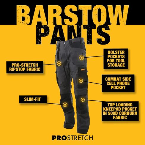 DEWALT Men's Barstow Pro-Stretch, Slim Fit, Holster Pocket, Work Pants in Saudi Arabia