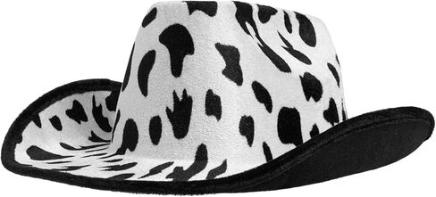 Juvolicious Cow Print Cowboy Hat for Men, Women, Girls, Western Cowgirl Hat for Halloween Costume, Birthday Party (Unisex, Adult Size) in Kuwait
