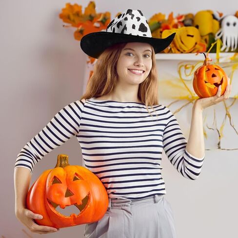 Juvolicious Cow Print Cowboy Hat for Men, Women, Girls, Western Cowgirl Hat for Halloween Costume, Birthday Party (Unisex, Adult Size) in Kuwait