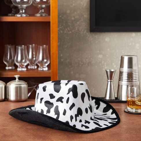 Juvolicious Cow Print Cowboy Hat for Men, Women, Girls, Western Cowgirl Hat for Halloween Costume, Birthday Party (Unisex, Adult Size) in Kuwait