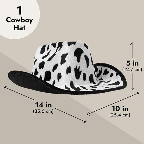 Juvolicious Cow Print Cowboy Hat for Men, Women, Girls, Western Cowgirl Hat for Halloween Costume, Birthday Party (Unisex, Adult Size) in Kuwait