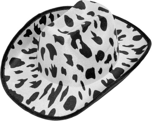 Juvolicious Cow Print Cowboy Hat for Men, Women, Girls, Western Cowgirl Hat for Halloween Costume, Birthday Party (Unisex, Adult Size) in Kuwait