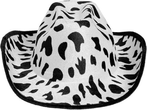 Juvolicious Cow Print Cowboy Hat for Men, Women, Girls, Western Cowgirl Hat for Halloween Costume, Birthday Party (Unisex, Adult Size) in Kuwait