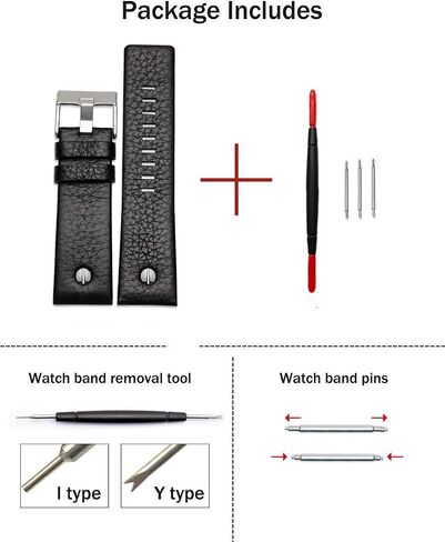 Choco&Man US Diesel Calfskin Leather Watch Band strap with Tool 22mm 24mm 26mm 28mm 30mm Replacement for Men's Diesel Watches… in Kuwait