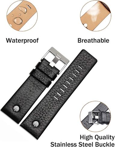 Choco&Man US Diesel Calfskin Leather Watch Band strap with Tool 22mm 24mm 26mm 28mm 30mm Replacement for Men's Diesel Watches… in Kuwait