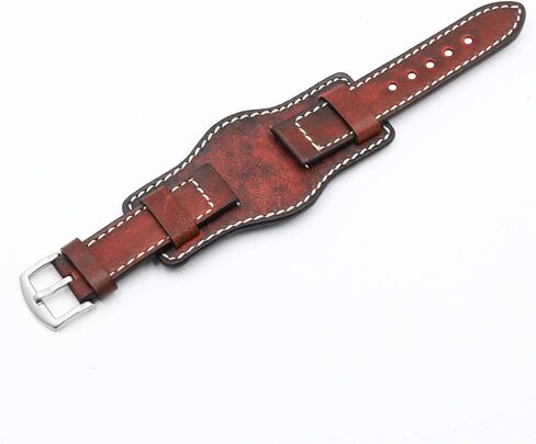 Onthelevel Leather Cuff Watch Strap 20mm 22mm 24mm Vintage Genuine Leather Watch Band with Mat for Men in Kuwait