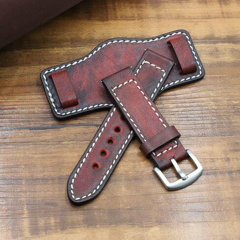 Onthelevel Leather Cuff Watch Strap 20mm 22mm 24mm Vintage Genuine Leather Watch Band with Mat for Men in Kuwait