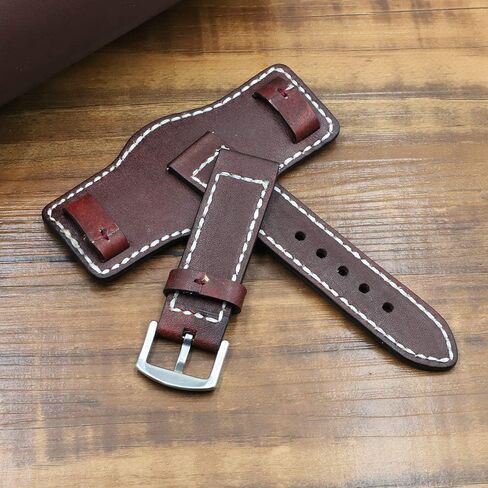 Onthelevel Leather Cuff Watch Strap 20mm 22mm 24mm Vintage Genuine Leather Watch Band with Mat for Men in Kuwait