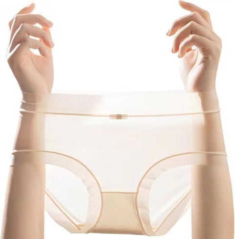 UUONLY سراويل داخلية قصيرة من الحرير الجليدي رفيعة للغاية للنساء، 6 عبوات من الحرير الجليدي بدون خياطة ملابس داخلية متوسطة الارتفاع قابلة للتنفس in Kuwait