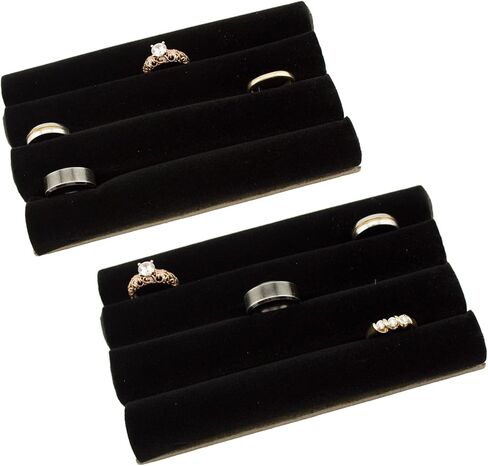Tytroy Pack of 2 Black Velvet Ring Display Trays Jewelry Organizer Showcase Display Trays in Kuwait
