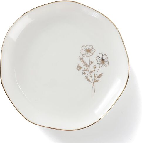 Scwhousi Daisy Birth Flower Ring Dish,Bridesmaid Proposal Gift for Her,Party Favor,Birthday Birthdate Gifts for Women,White Ceramic in Kuwait