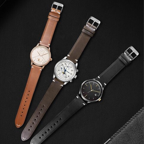 BOSHIYA حزام ساعة جلدي سريع الإصدار 20 مم حزام ساعة جلد طبيعي عتيق للرجال والنساء حزام ساعة بديل 20 مم بني توفي/بني سرج/أسود in Kuwait
