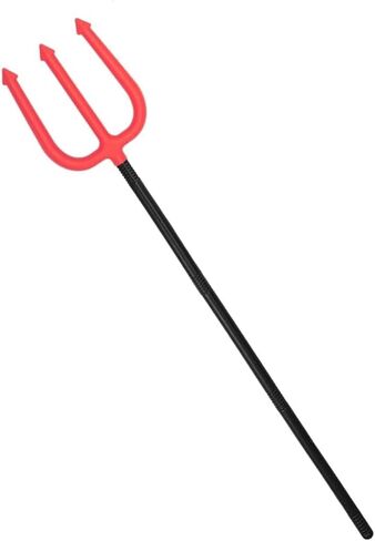 إكسسوارات أزياء ALEIFLE Devil Pitchfork للنساء البالغات، إكسسوار Devils Demon Prop Pitch Fork Trident، من أجل فستان الهالوين الشيطاني، 44 بوصة أحمر طويل in Kuwait