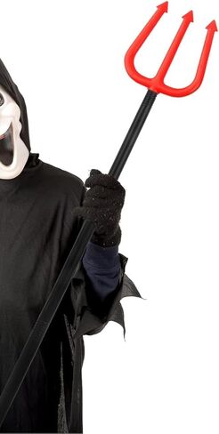 إكسسوارات أزياء ALEIFLE Devil Pitchfork للنساء البالغات، إكسسوار Devils Demon Prop Pitch Fork Trident، من أجل فستان الهالوين الشيطاني، 44 بوصة أحمر طويل in Kuwait