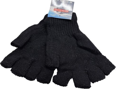 Fingerless Winter Gloves, 12 Pairs Half Finger Stretchy Warm Knit Bulk Pack Mens Womens in Saudi Arabia