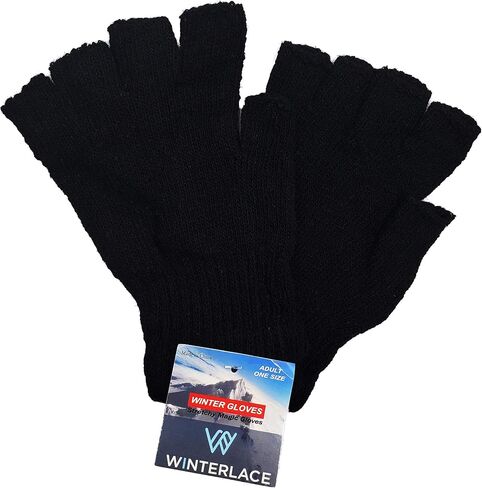 Fingerless Winter Gloves, 12 Pairs Half Finger Stretchy Warm Knit Bulk Pack Mens Womens in Saudi Arabia