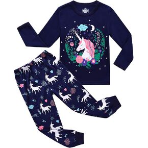 RKOIAN Little Girls' Long Sleeve Pajamas Sets Toddler 100% Cotton Pjs Kids Sleepwears