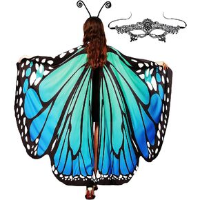 زي الهالوين للنساء بأجنحة الفراشة وشال الرأس إكسسوار الجنية in Kuwait