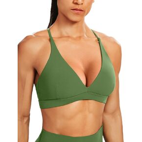 حمالة صدر رياضية للنساء من Unthewe برقبة على شكل حرف V عميقة للتمرين، صدرية يوجا مبطنة ذات تأثير منخفض متقاطع من الخلف in Kuwait