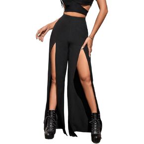 SweatyRocks Women's High Waist Split Thigh Wide Leg Loose Fit Pants Trousers in Saudi Arabia