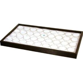 50 White Gem Jar Foam Jewelry Insert with Stackable Black Durable Plastic Tray with Insert. Gem Stone 14 3/4" x 8 1/2" x 1.0" (50 Gem Jars- Small) in Kuwait