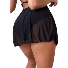 MakeMeChic Women's Sheer Mesh Swim Cover Up Swimsuit Beach Cover Up Skirt