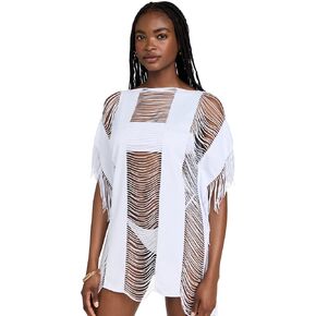 PQ Swim Women's Monique Black Gold Swimsuit Cover-Up - Fringe Ends, Beach Dress