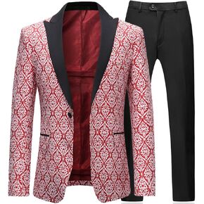 Boyland Mens 3 Piece Tuxedos Slim Fit Floral Vintage Groomsmen Wedding Suit Outfit Jacket