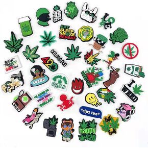 HOOLIKUS Leaf Series Shoe Charms, Cute PVC Shoe Decorations For Women Wristband Bracelet