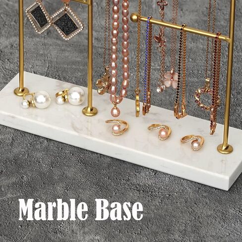GHIAKQYT Gold-Earring-Holder-Organizer Marble Jewelry Holder Organizer Stand Stud Earring Holder 4 Tier Earring Stand for Earrings Necklaces Bracelets Rings in Saudi Arabia