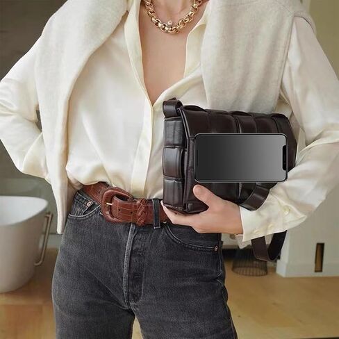 تبتوز شنطة كروس كاسيت منسوجة مبطنة للنساء، شنطة كتف صغيرة من الجلد، شنطة يد عصرية in Kuwait