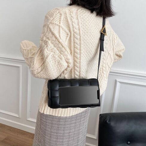 تبتوز شنطة كروس كاسيت منسوجة مبطنة للنساء، شنطة كتف صغيرة من الجلد، شنطة يد عصرية in Kuwait