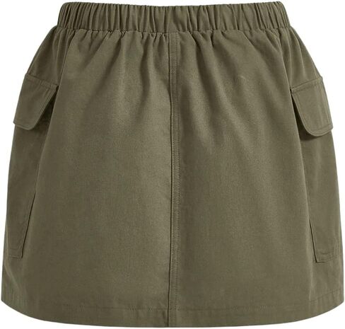 Verdusa Women's Drawstring Elastic Waist A Line Flap Pocket Cargo Short Skirt in Saudi Arabia