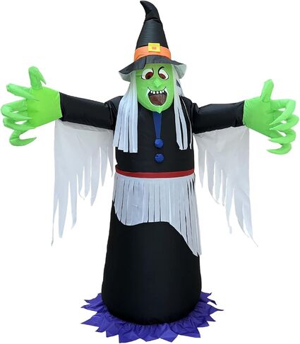 زي ساحرة الهالوين المطاطي للبالغين - بطول 7.4أقدام مقاس واحد مخيف قابل للنفخ زي ساحر الهالوين للرجال/النساء، 2023 أزياء تفجير مضحكة مخيفة للبالغين in Kuwait