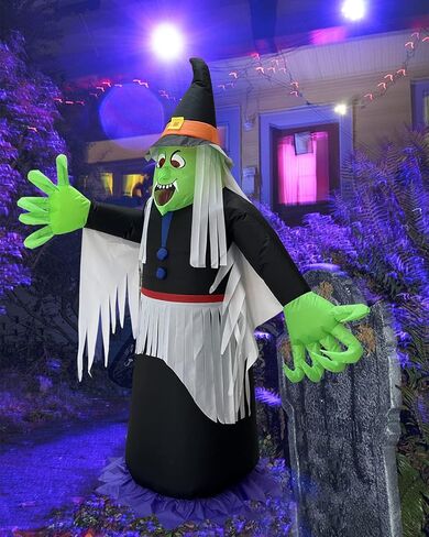 زي ساحرة الهالوين المطاطي للبالغين - بطول 7.4أقدام مقاس واحد مخيف قابل للنفخ زي ساحر الهالوين للرجال/النساء، 2023 أزياء تفجير مضحكة مخيفة للبالغين in Kuwait