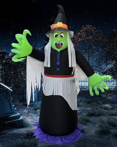 زي ساحرة الهالوين المطاطي للبالغين - بطول 7.4أقدام مقاس واحد مخيف قابل للنفخ زي ساحر الهالوين للرجال/النساء، 2023 أزياء تفجير مضحكة مخيفة للبالغين in Kuwait
