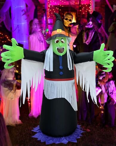 زي ساحرة الهالوين المطاطي للبالغين - بطول 7.4أقدام مقاس واحد مخيف قابل للنفخ زي ساحر الهالوين للرجال/النساء، 2023 أزياء تفجير مضحكة مخيفة للبالغين in Kuwait
