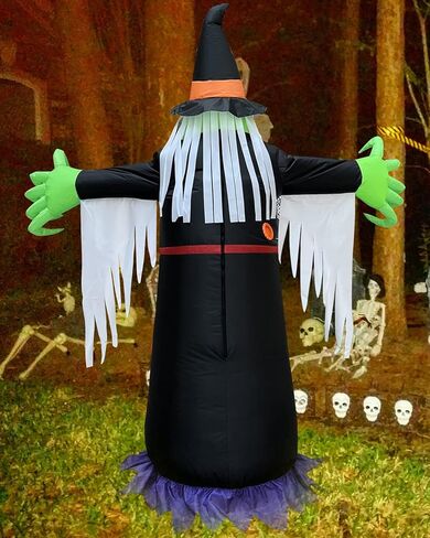 زي ساحرة الهالوين المطاطي للبالغين - بطول 7.4أقدام مقاس واحد مخيف قابل للنفخ زي ساحر الهالوين للرجال/النساء، 2023 أزياء تفجير مضحكة مخيفة للبالغين in Kuwait