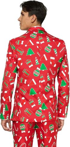 Offstream Men's Party Costumes - Christmas Theme Party Suits - Slim Fit - Includes Matching Blazer Jacket, Pants & Tie in Kuwait