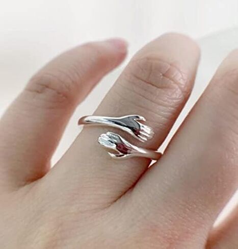 Jude Jewelers Stainless Steel Hand Style Hug Embrace Statement Promise Anniversary Ring in Saudi Arabia