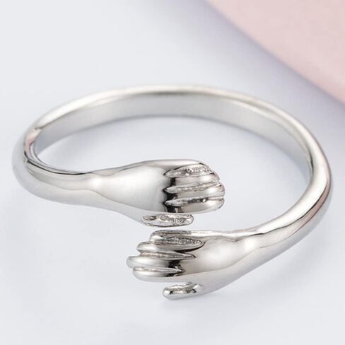 Jude Jewelers Stainless Steel Hand Style Hug Embrace Statement Promise Anniversary Ring in Saudi Arabia